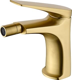 MICE - Grifo monomando para bidé fabricado en latón - Grifos WC apto para agua fria/caliente - Griferia de Bidet Oro Cepillado BDD055-2OC