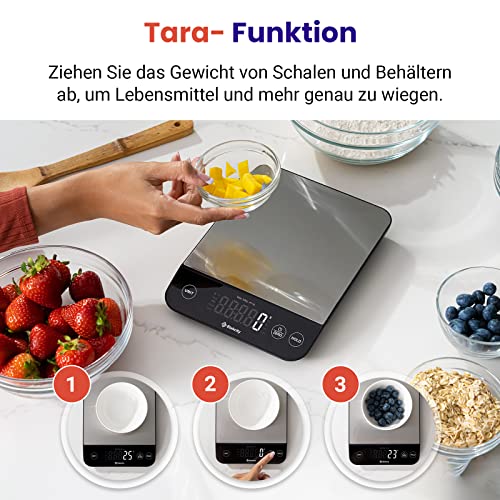Foto von Etekcity 10kg Küchenwaage Digital - Edelstahl Waage Küche mit USB-Aufladung
