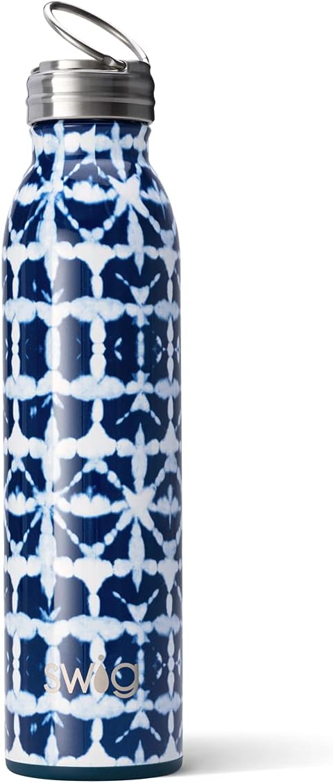 20oz Triple Insulated Stainless Steel Water Bottle with Ring Flip Handle, Dishwasher Safe, Double Wall, & Vacuum Sealed Reusable Water Tumbler (Multiple Patterns Available)