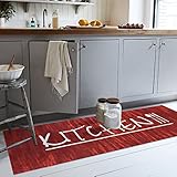 Alfombra antideslizante Mani Textil TPS_KITCH_ROU_50 Alfombra, Poliéster, Rojo, 50 x 120 cm