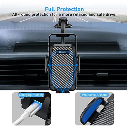 Blukar Car Phone Holder, Adjustable Windscreen Dashboard Car Phone Holder Mount 360° Rotation - One Button Release, Flexible Gooseneck Long Arm, Super Stable for All 4.0 to 6.7 inch Smartphones