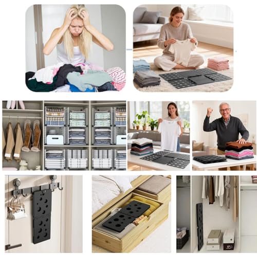 Miniatura 4 de Elegance-Go Doblador Camisetas,Doblador Ropa Plegable,Tabla Plegable De Plástico,Doblar Ropa Fácil Y Rápido Organizador De Camisetas Doblador De Organizador Armario Para Niños Y Adultos Negro