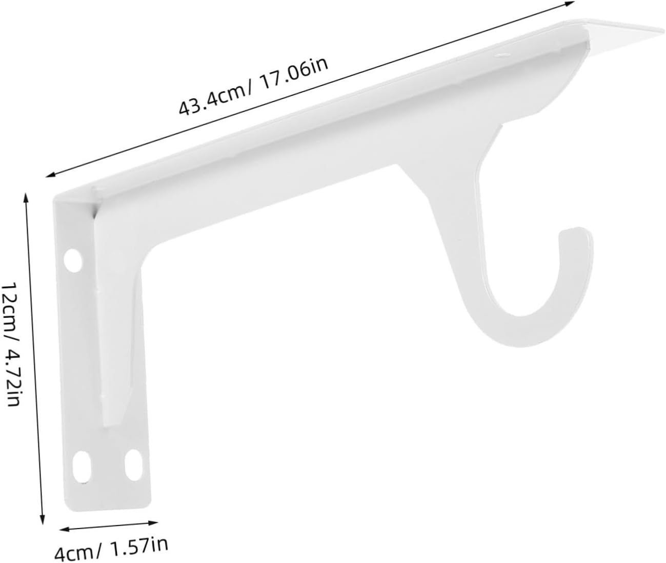 2pcs Heavy Duty Support Bracket with Hook for Closet Shelves and Rods White Metal Frame for Clothing Storage and Organization