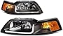 LED Light Bar DRL Strip Headlights Assembly Headlamp Kit Compatible with Ford Mustang 1999-2004, Driver and Passenger Side, Black Housing, Clear Lens