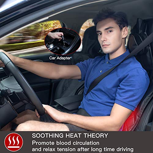 Compress-Back-Massager with Heat,Massage-Seat-Cushion for Car,Home or Office Chair Use,Massage Chair Pad Helps Relieve Stress and Fatigue for Neck,Back and Hips