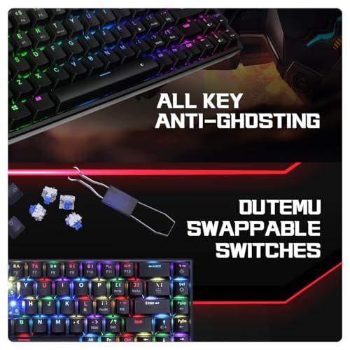 Image of (Refurbished) Cosmic Byte CB-GK-40 Artemis 3 Modes WiFi + Bluetooth + Wired Mechanical Keyboard with Outemu Blue Swappable Switches, Software Support, 1000Hz Polling Rate (Black)