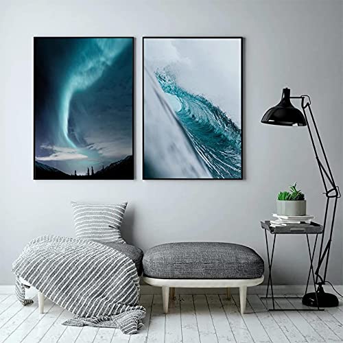 Affiche Art Aurora Blue Ocean : impression sur toile décoration murale salon moderne 50x70