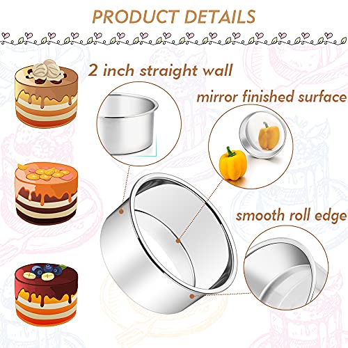 Teamfar 4 Inch Cake Pan Set, 4 Pcs Round Cake Baking Pan Stainless Steel, Mini Cake Pans With Silicone Spatula & Silicone Brush & Measuring Spoons & Egg Separator, Healthy & Easy Clean #TOP2
