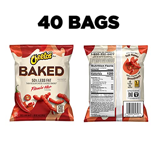 Frito Lay Baked Cheetos Crunchy Flamin' Hot, 0.87 Ounce Pack Of 40 #TOP1