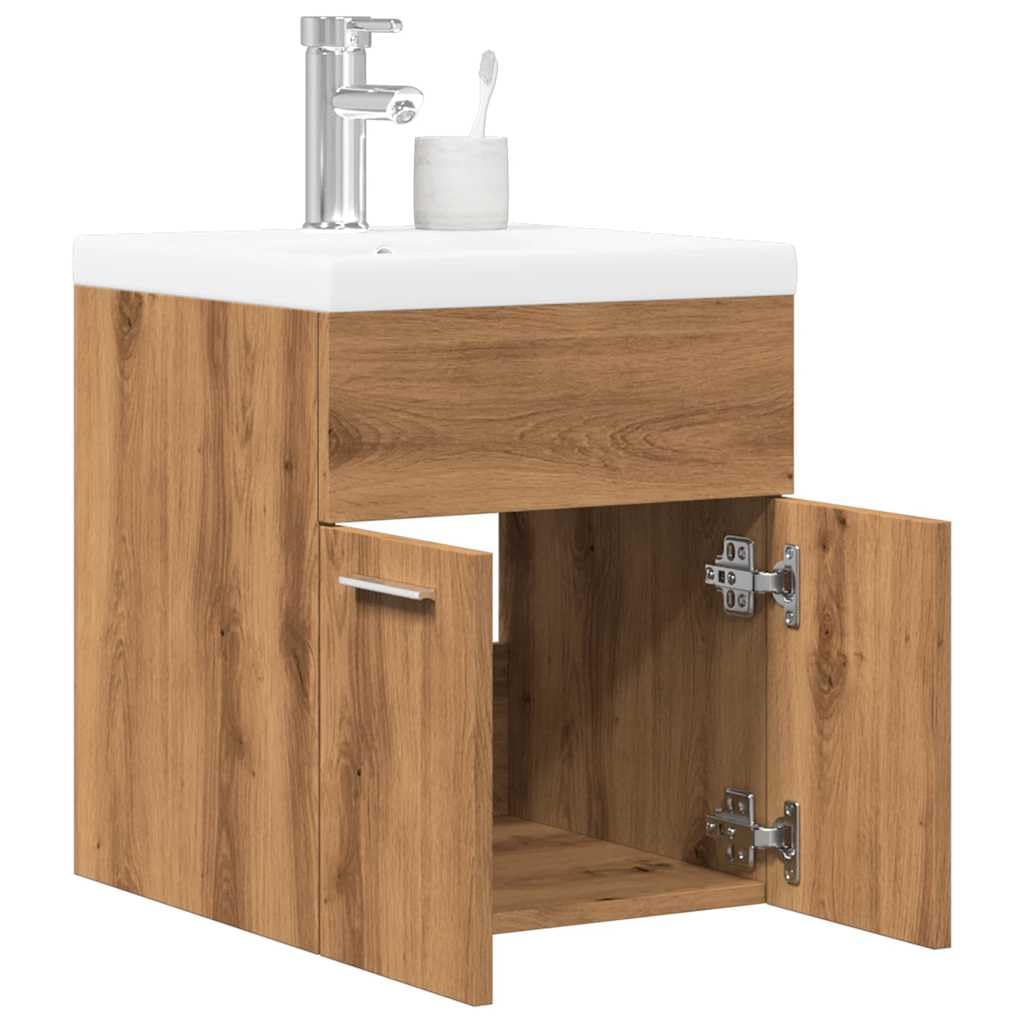 Set di 2 mobili da bagno in rovere Artisan con apertura per lavabo