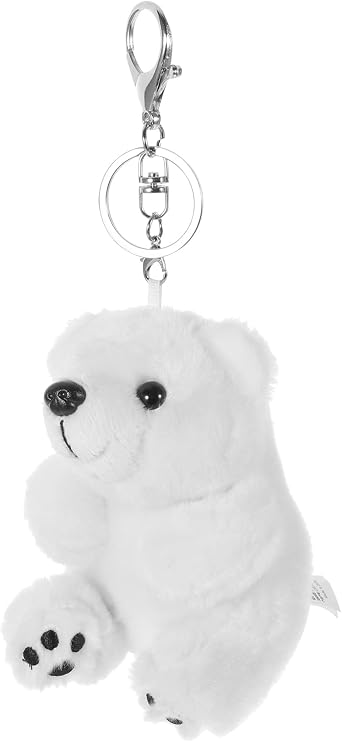 Polar Bear Keychain - Soft Plush Winter Arctic Animal Key Ring for Bags, Backpacks, Keychains - Party Favors & Gifts for Kids & Adults