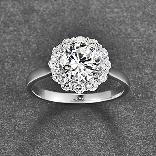 925 Sterling Silver 3.5ct CZ Engagement Ring, Solitaire Round Cut White Cubic Zirconia Wedding Band Ring for Women Size 5-104