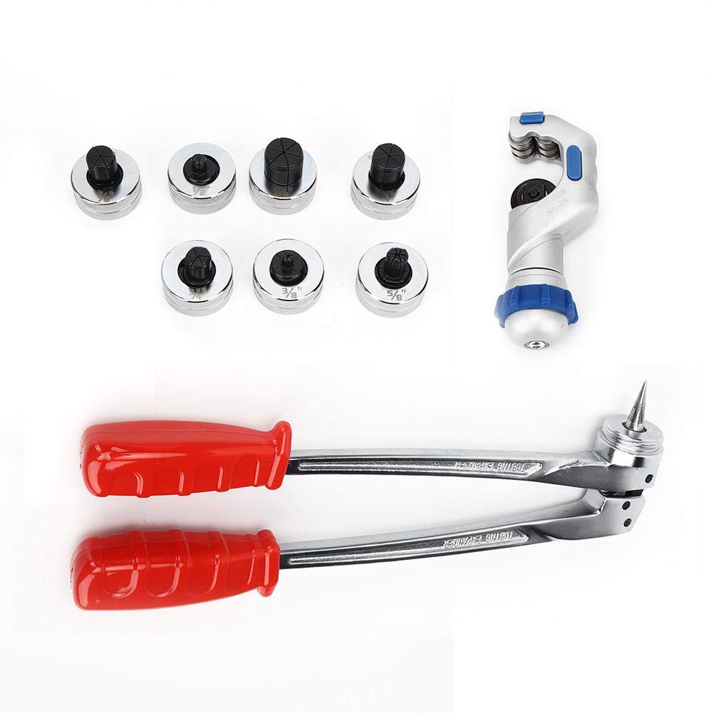 Oumefar Outil d'Expansion Manuel pour Tuyaux 10-28mm, Kit 7 Têtes pour Cuivre, Aluminium, PEX, avec Boîte de Transport