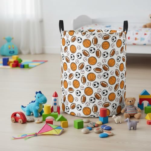 Image of Baby Laundry Hamper Basket Baby Hamper for Nursery Boy and Girl Cute Storage Bin Organizer Boho Room Decor(Sports)