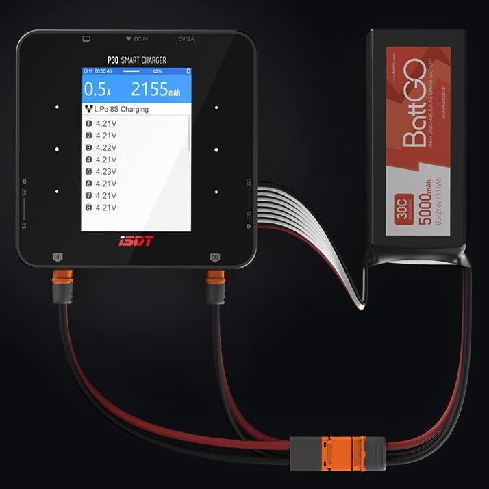 ISDT P30 1000WX2 30AX2 Power Dual Channel Snychronous Bluetooth BattGo Lipo Battery Balance Charger Discharger for 1-8S Li-ion Life NiCd NiMH LiHV PB Smart Battery - Image 5