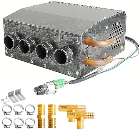 Evargc 12V Compact Design Hydronic Heater Assembly Mountable Switch 4 Front Vents 3-Speed Fan 80 CFM Airflow 8500 BTU of Heat For Car Truck Boat RV