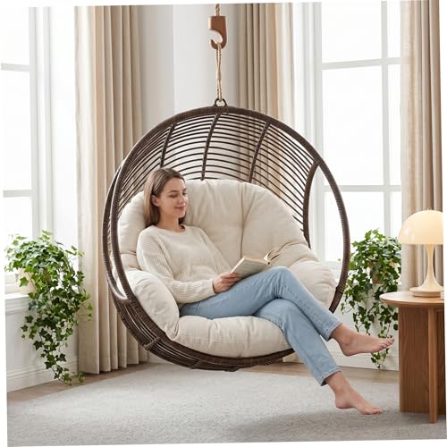 Coussin de chaise Egg de rechange en lin beige lavable intérieur extérieur