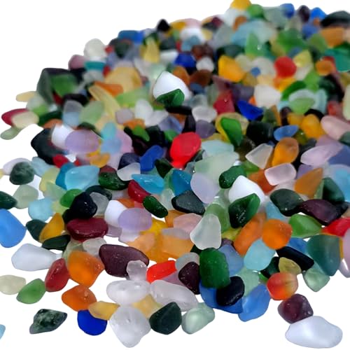 500g Sea Glass Stones Colourful Glass Pebbles Gemstones Frosted Sea Glasses Pebbles Mixed Bulk Nuggetsor for Aquariums Gardens Crafts Vase Decoration