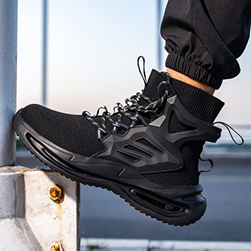 Nutropa Steel Toe Boots For Men, Lightweight Safety Work Shoes, Comfortable Breathable Composite Toe Boots Slip-Resistant Indestructible Shoes,192 Black 12 Women/10.5 Men #TOP5
