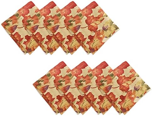 Elrene Home Fashions Harvest-Festival Printed Fall Cloth Dinner Napkins, 17" x 17", Set of 8