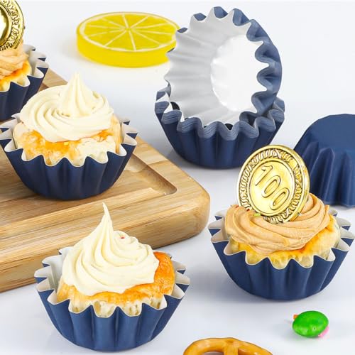 Caperci Heavy Duty Navy Mini Cupcake Liners Small Muffin Baking Cups 200pcs by Caperci - Used condition - Image 2