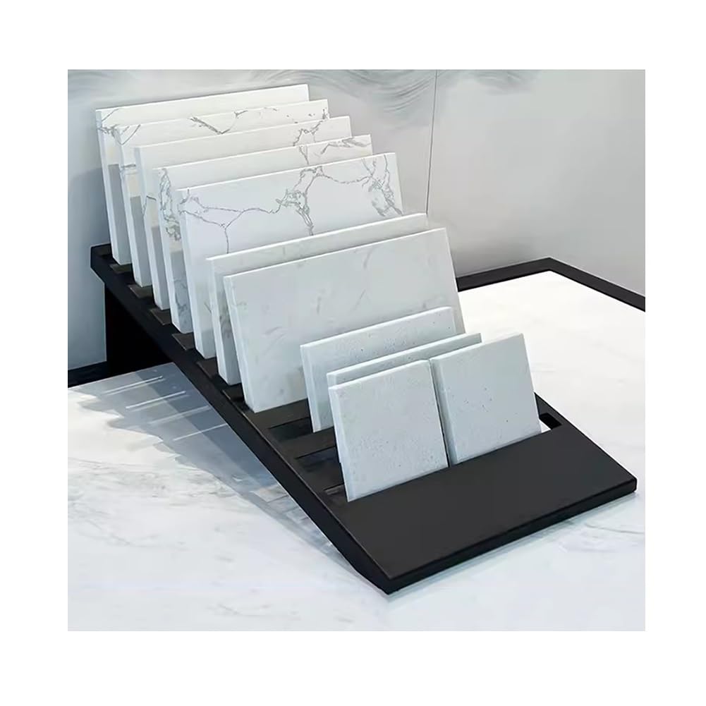 Présentoir à carreaux sur pied en métal avec 10 emplacements pour échantillons de porte