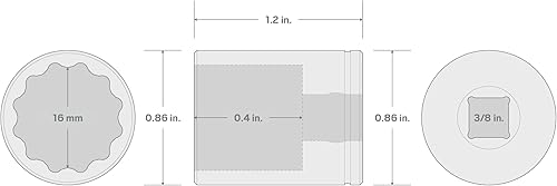 Miniatura 94 de TEKTON Unidad de 3/8 pulgadas x 7/8 pulgadas de profundidad de 12 puntos SHD13222 Profundo