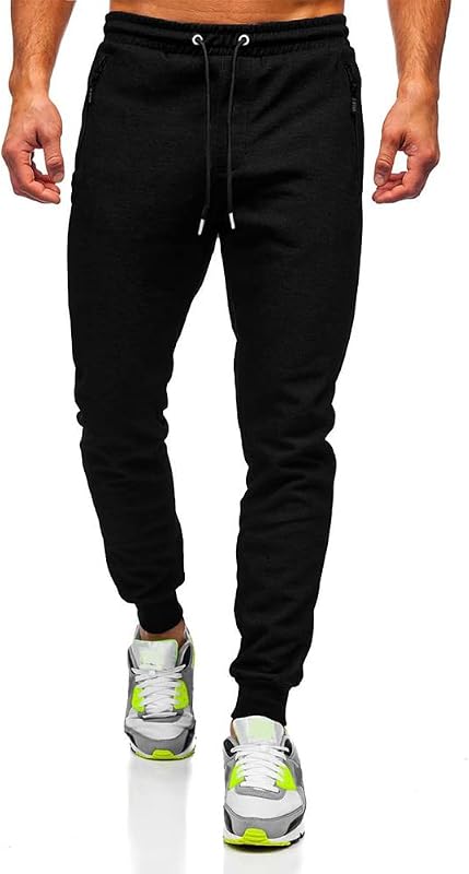 BUXKR Mens Casual Joggers Sweatpants for Jogging,Running or Athletic Activities,Black,M image 2