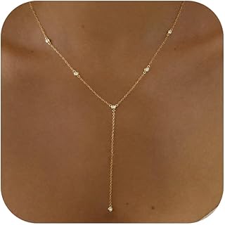 Gold Necklace for Women, Dainty Gold Long Necklaces 14k Gold Plated Prom...