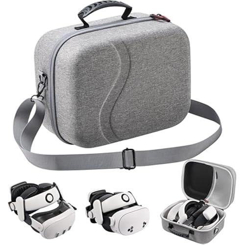 Large Carrying Case for Meta Quest 3S/3, Hard Travel Case Compatible with BOBOVR S3 Pro/KIWI Design Battery Head Strap, Quest Controller and Accessory, Portable Hard Shell Travel Bag, Grey