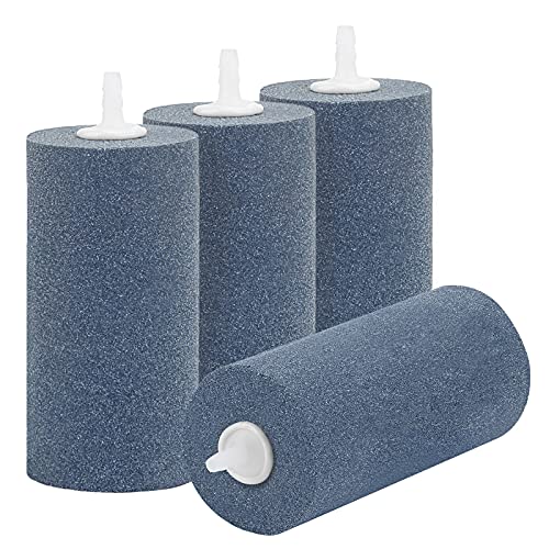 Pawfly Aquarium 4 Inch Air Stone Cylinder for Larger Pumps Bubble Diffuser Release Tool for Buckets Fish Tanks Outdoor Garden Ponds and DWC Reservoirs, 4 Pack