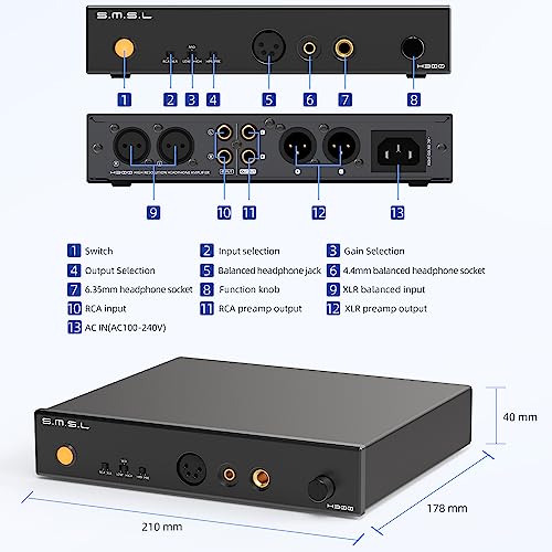 Amplificateur SMSL AO300 - DAC 768kHz/32bit - Bluetooth 5.1 - 2x165W - Pour Casque Et Enceintes