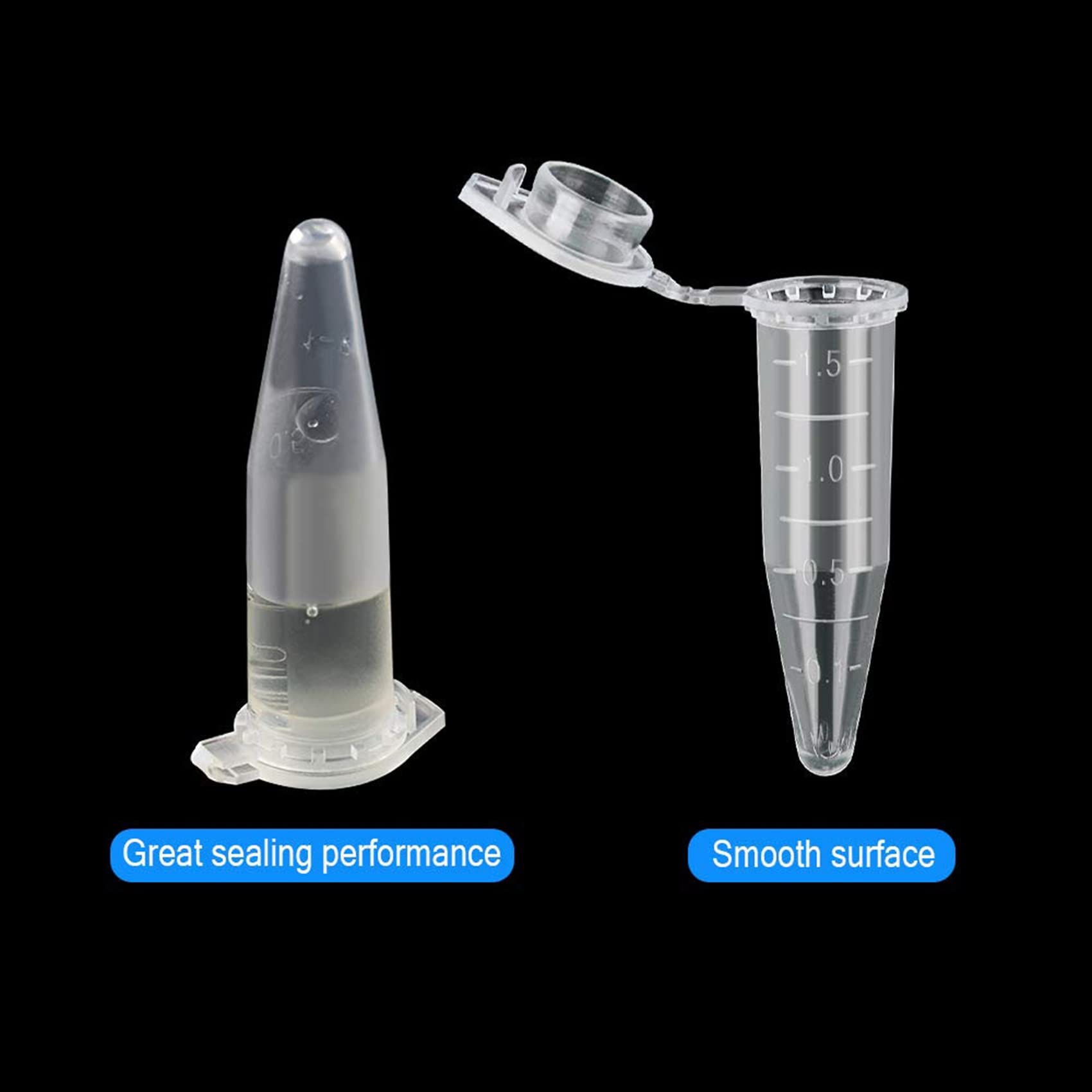 3000 mini tubos centrífugos de 1,5 ml de plástico transparente raduado con tapa a presión