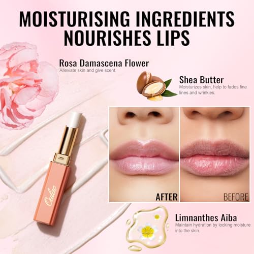 5. Bild von Oulac 2 in1 Schimmernder Lippenstift und Lip Balm Weiß, Saftiger und Glänzender lippenpflege Lippenstift, Hydratisierte Lippen, Glänzendes Finish für Trockene, Rissige und Spröde Lippen, Vegan (S03)