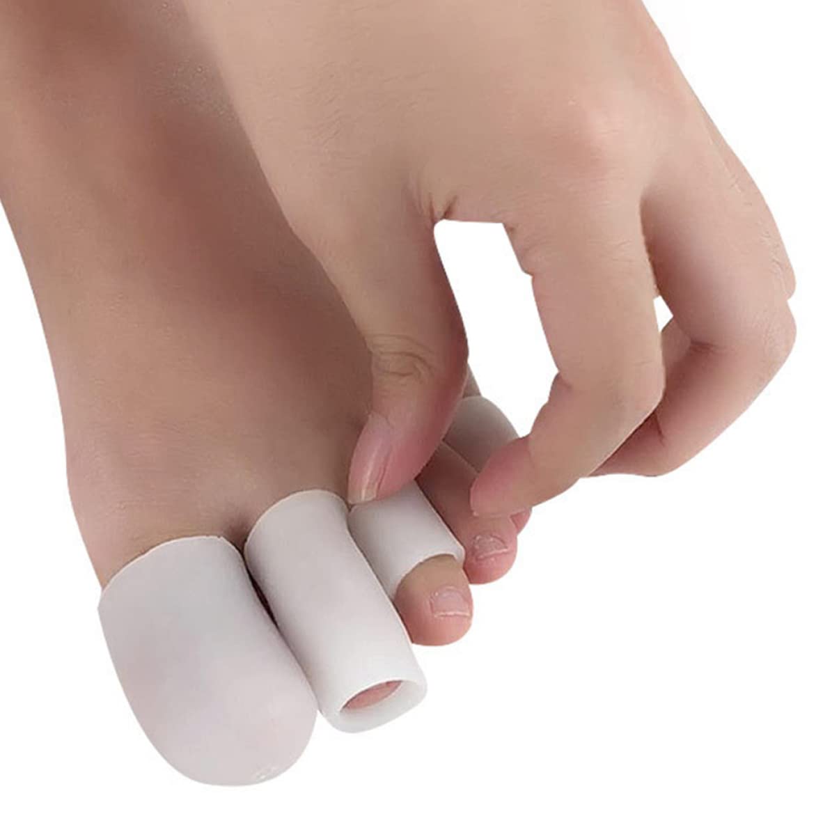 CALLARON 10Pcs Gel Toe Protectors Separators for Relief Comfortable Toe Sleeves for Bunion toe and Ingrown Toenails Unisex Reusable for Day and Night Use