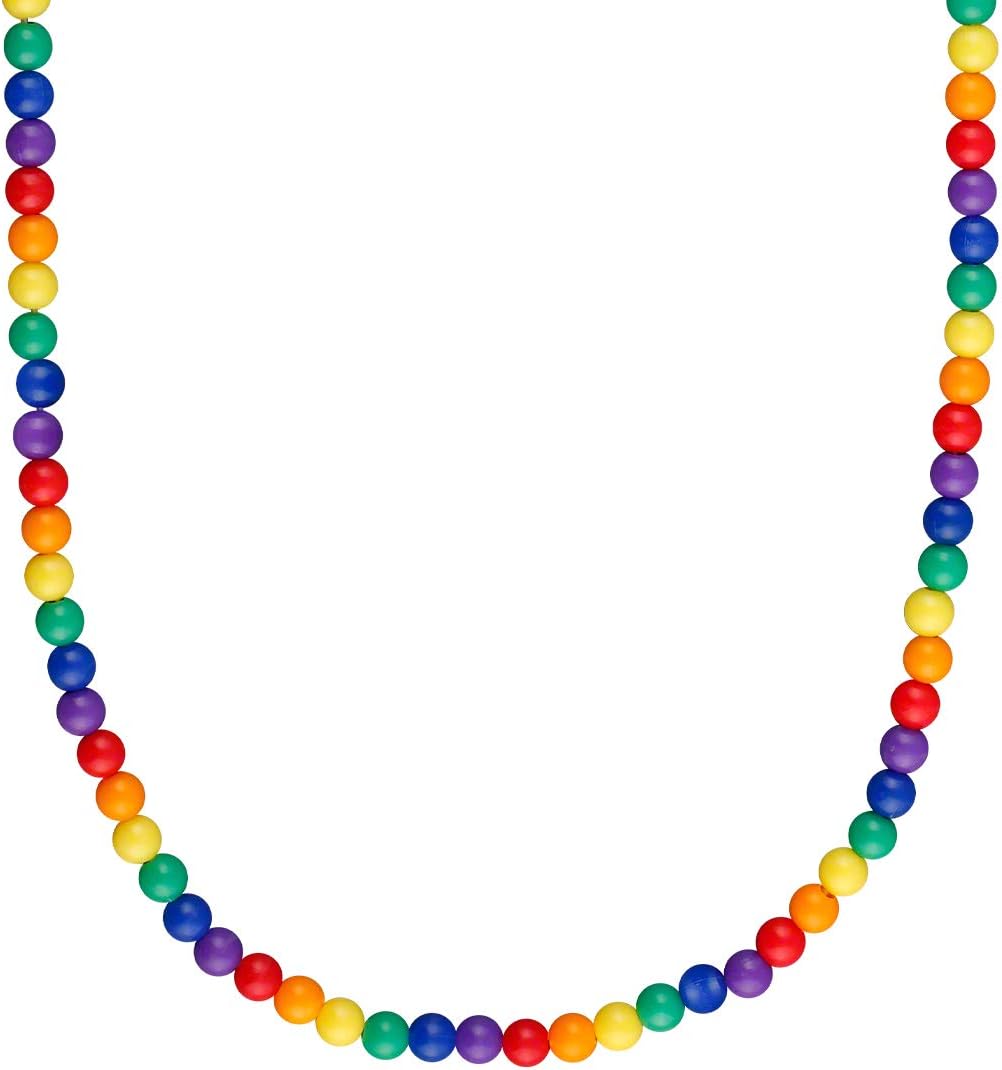 Set of 12 Rainbow Hand Strung Mardi Gras Beads Necklaces (Non-Light Up)