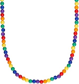 FlashingBlinkyLights Set of 12 Rainbow Hand Strung Mardi Gras Beads Necklaces (NON-Light Up)
