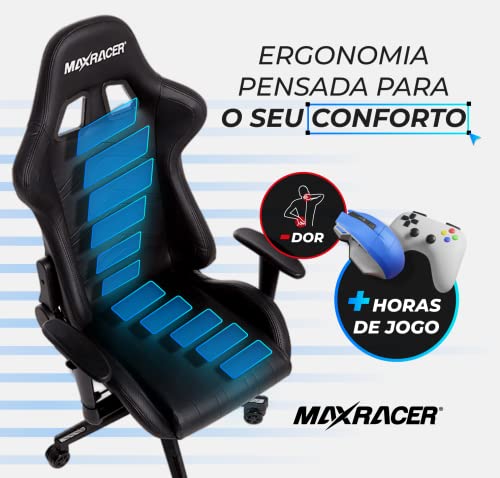 MAX RACER - Cadeira Gamer Aggressive - Poltronas Gamer de Aço, Cadeira Ergonômica para Jogos -Até 15
