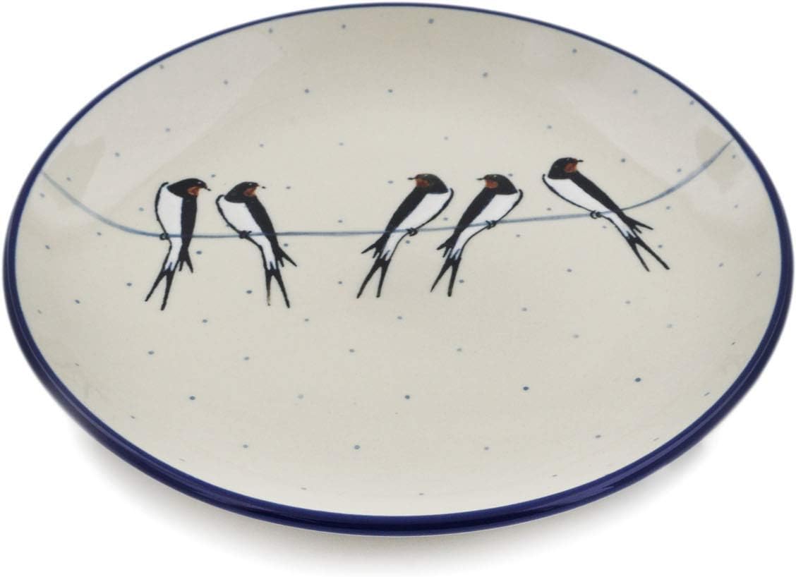 Polmedia Polish Pottery Dessert Plate UNIKAT - Waiting Pattern Handmade in Boleslawiec Poland by Ceramika Artystyczna + Certificate of Authenticity