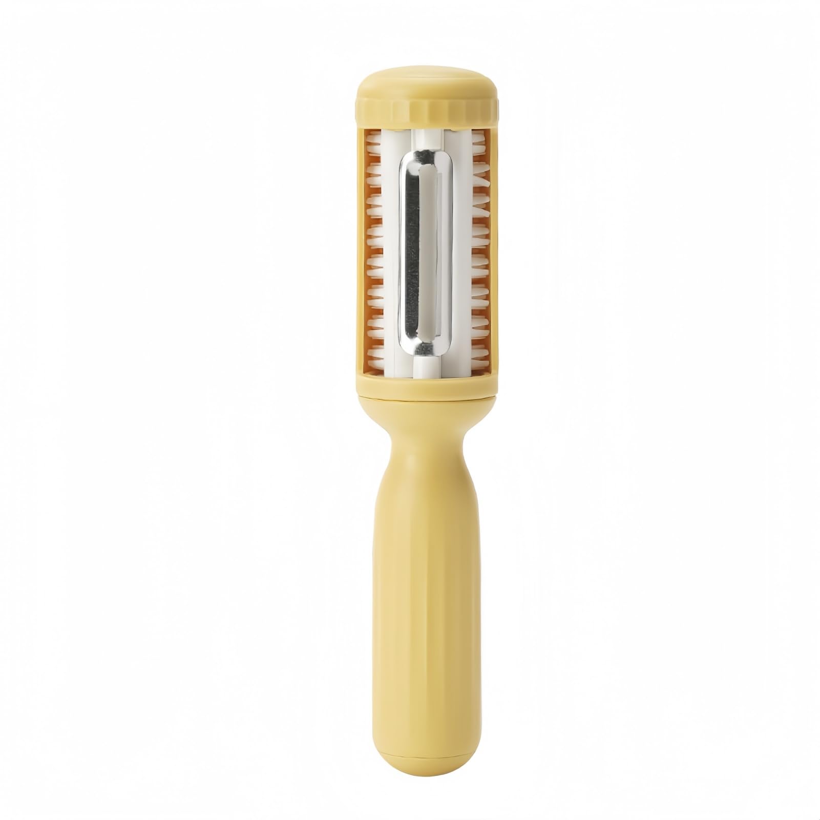 WildOath Potato Peeler with Cleaning Brush - Multi-Functional Vegetable Peeler for Potatoes, Carrots & Fruits, Stainless Steel Blade, Effortless Peeling & Scrubbing (Yellow)