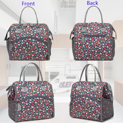 FlowFly Insulated Lunch Bag for Women, Men, Large and Reusable, Handle, Work and Travel Tote and Meal Prep Organizer, Floral by FlowFly - Used condition - Image 6