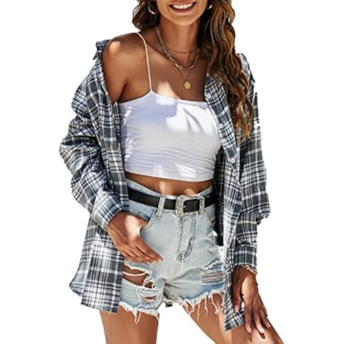 KevaMolly Plaid Flannel Shirts for Women Long Sleeve