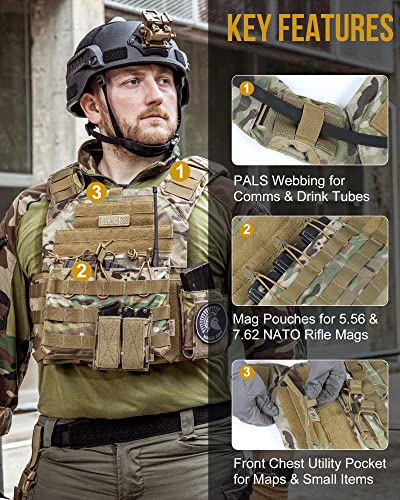 Image of ONETIGRIS DOOM Airsoft Tactical Vest, Adjustable MOLLE Combat Vest for Men