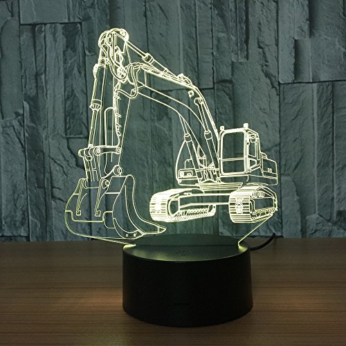 Molly Hieson 3D Excavator Tractor Truck Car Night Light Table Desk Optical Illusion Lamps 7 Color Changing Lights Led Table Xmas Home Love Birthday Children Kids Decor Toy Gift #TOP4