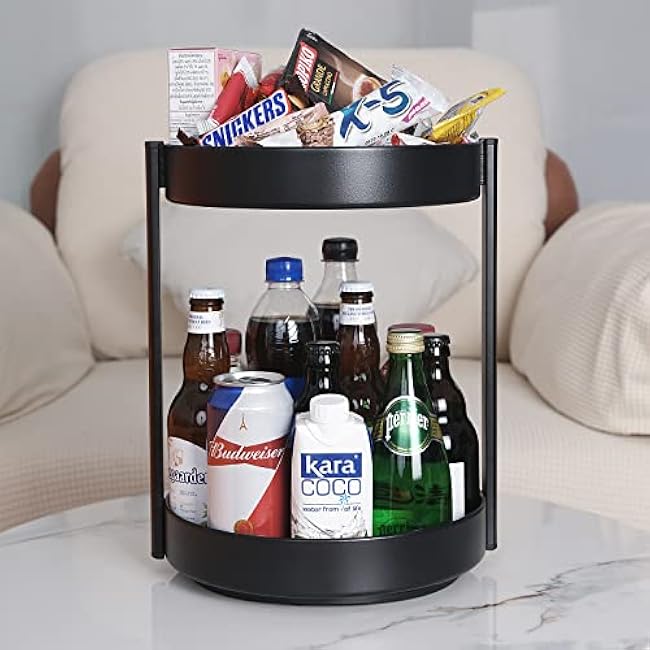 2-Tier 360¡ã Lazy Susan Organizer, 10 inch Metal Steel Rotating Spice Rack, Turntable Organizer for Cabinet, Pantry, Bathroom, Countertop