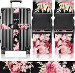 OffiEase Luggage Straps for Suitcases Travel Belt - Baggage Identifiers Suit Case Accessories with Buckle Nylon Adjustable Band Over Handle for Airport 2 pack Black