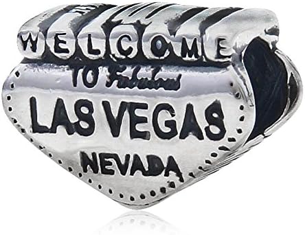 Welcome to Las Vegas Nevada Charm 925 Sterling Silver Beads for Pandora Charms Bracelet & Necklace