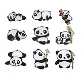 Chris.W 9 Pcs Cute Panda Delicate Embroidered Patches, Panda Iron On Patches, Sew On Applique Patch, Embroidery Patches for Men, Women, Kids Bags Jackets Jeans Clothes Caps