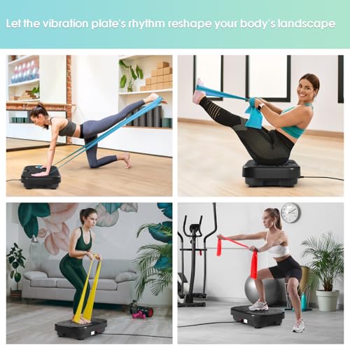 SoftGym Vibration Plate Exercise Machine for Lymphatic Drainage,Power Vibrate Stand Shake Board 450 Lbs Capacity Whole Body Workout Waver with Resistance Bands Weight Loss Gifts for Women Men-Black by SoftGym - Image 5