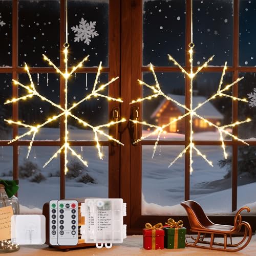 Lucalda Weihnachtsdeko Fenster Beleuchtet,100LED 2 Stück Beleuchtung...